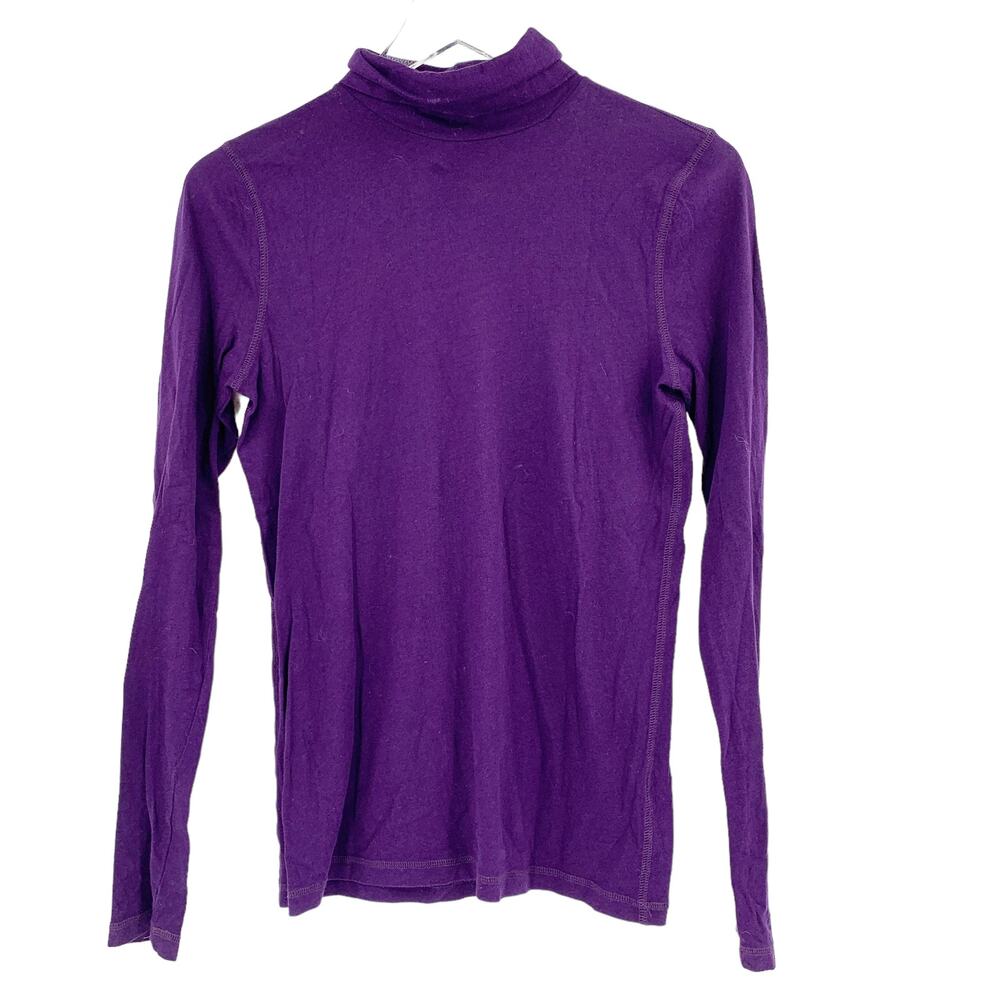 2/$30 J CREW Turtleneck Size M Purple Long Sleeve Cotton Classic Top